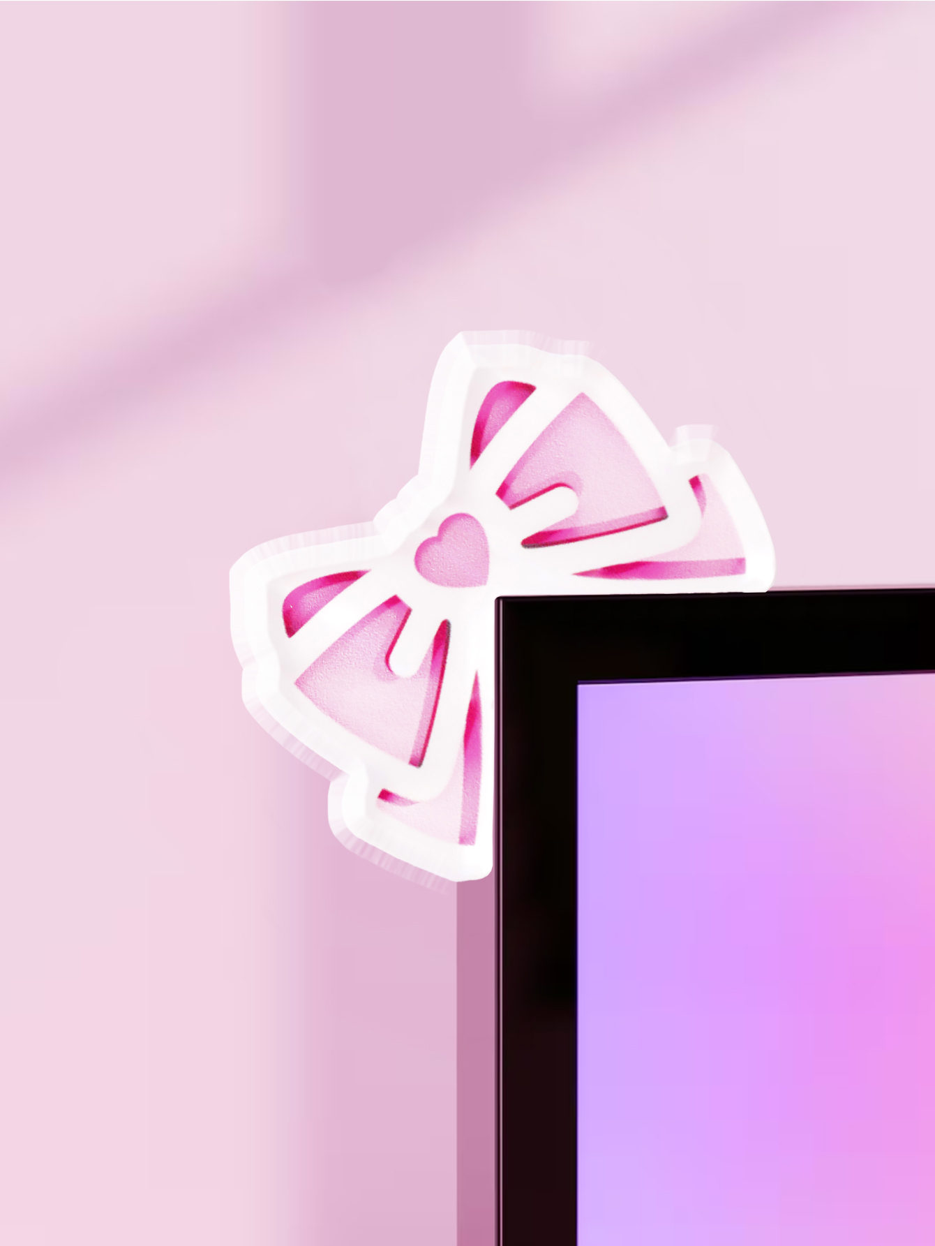 Pc Gaming Pink - Kawaii Schleife Monitor-Dekoration Rosa Acryl Schleifen-PC-Zubehör