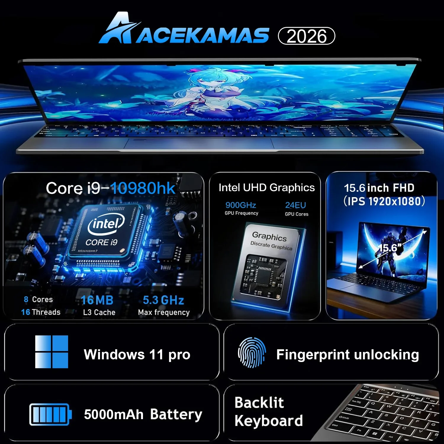 15,6-Zoll-tragbarer Laptop Int – Pc Gaming Intel Bewertung und Preis
